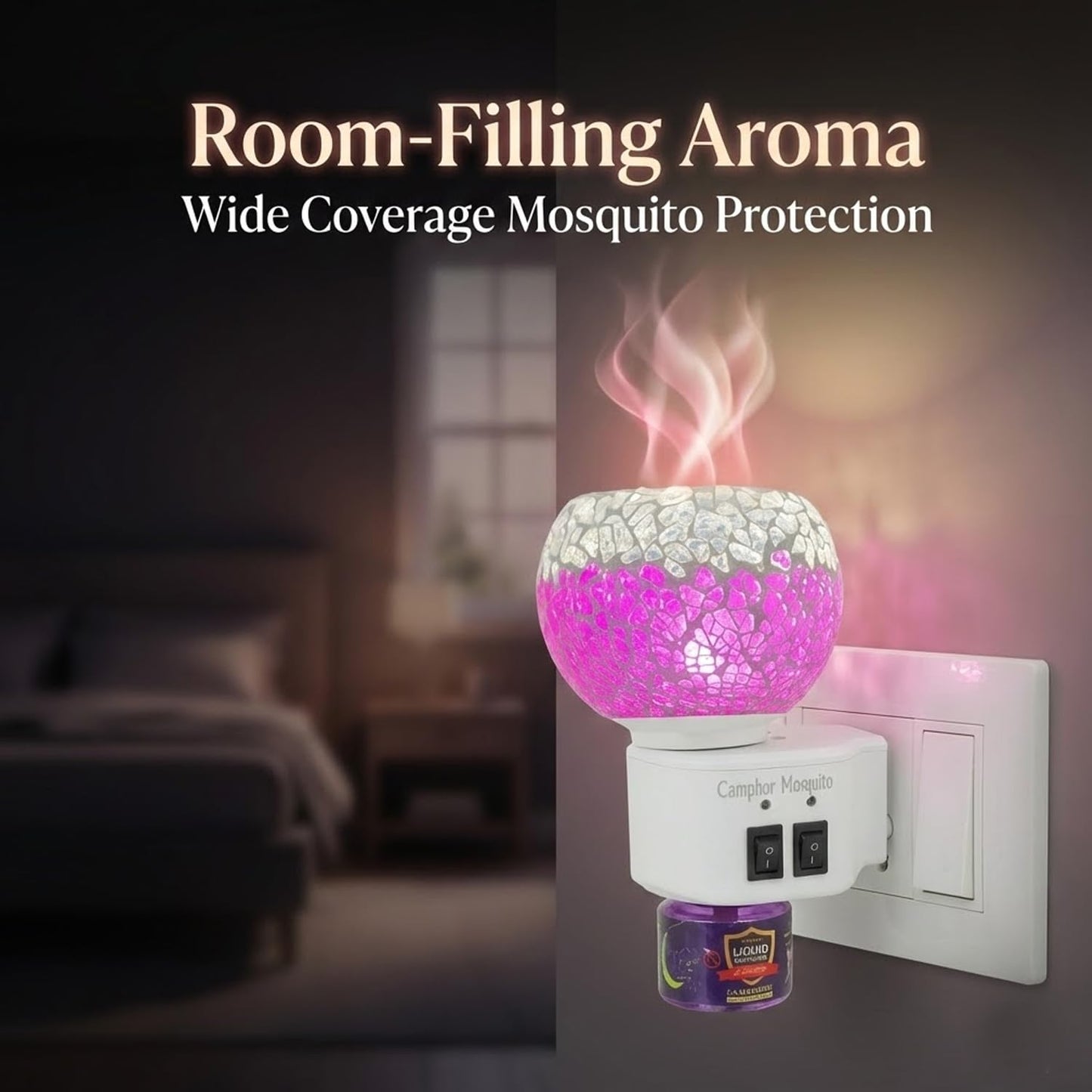 Signamio 3 in 1 Multi-Functional Camphor Diffuser Burner - Kapoor Dani Electrical Camphor with Night Lamp & Mosquito Repellent | Kapoor Dani for Home Fragrance and Ambient Lighting DN-25
