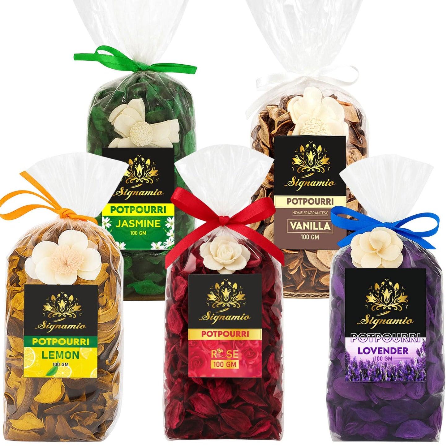 SIGNAMIO Potpourri Flowers - Dry Flowers for Decoration, Scented Dry Flower Mix for Home Decor, Natural Fragrance, Floral Arrangement, Aromatic Bowl Filler, Gift Basket Filler - Multi Flavour