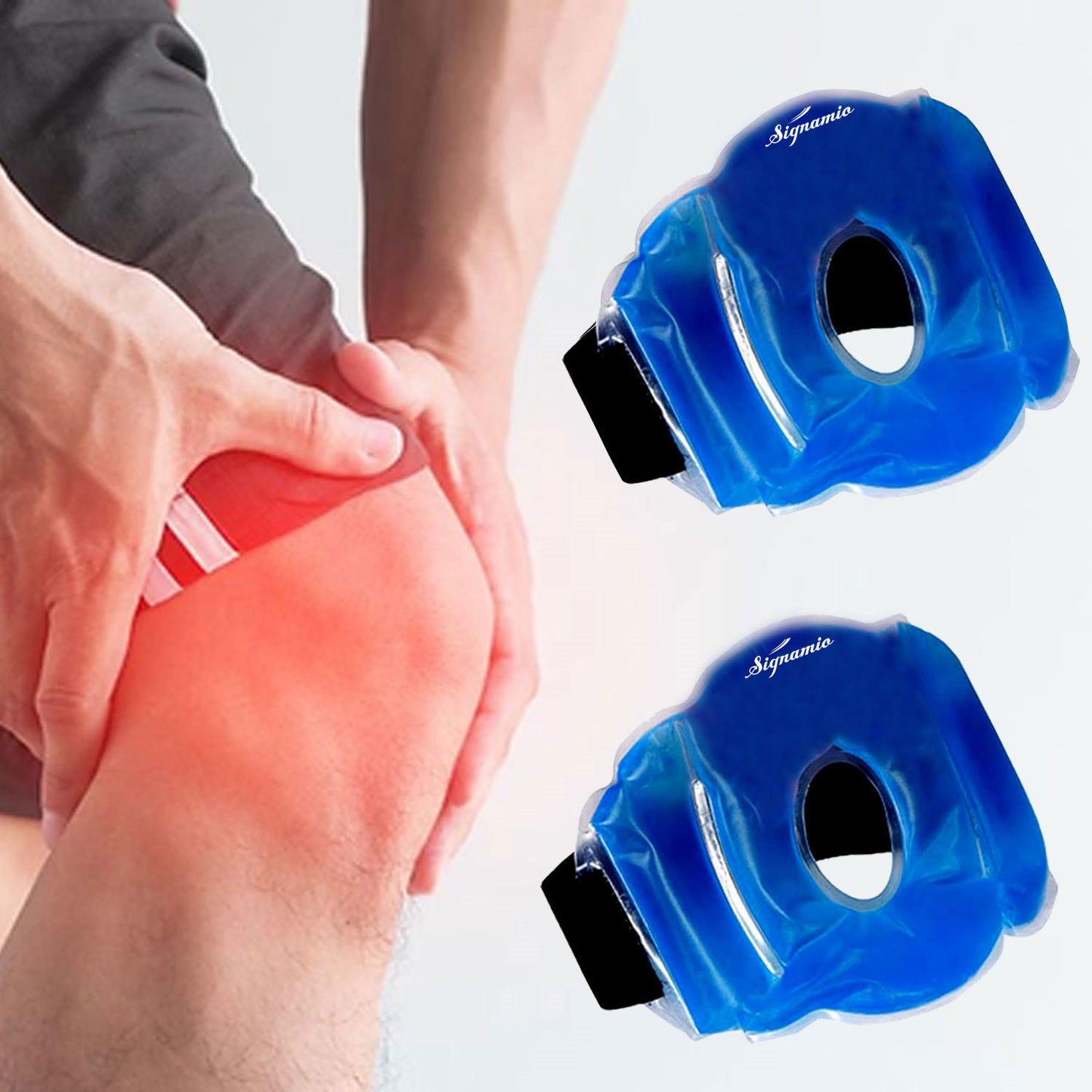 SIGNAMIO 2 Pack of Knee Pain Relief Ice Pack Wrap with Strap - Cold Gel Pad for Knee and Foot Cooling, Pain Relief Pad