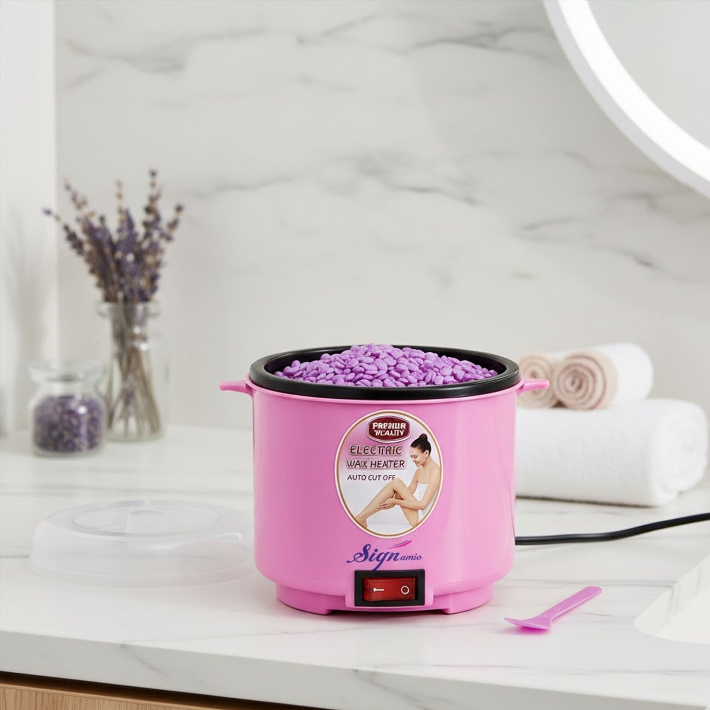 Signamio Wax Heater for Waxing for Women - Professional Wax Machine - Fast Melting Electric Hair Removal Kit for Smooth Skin at Home or Salon - Pink