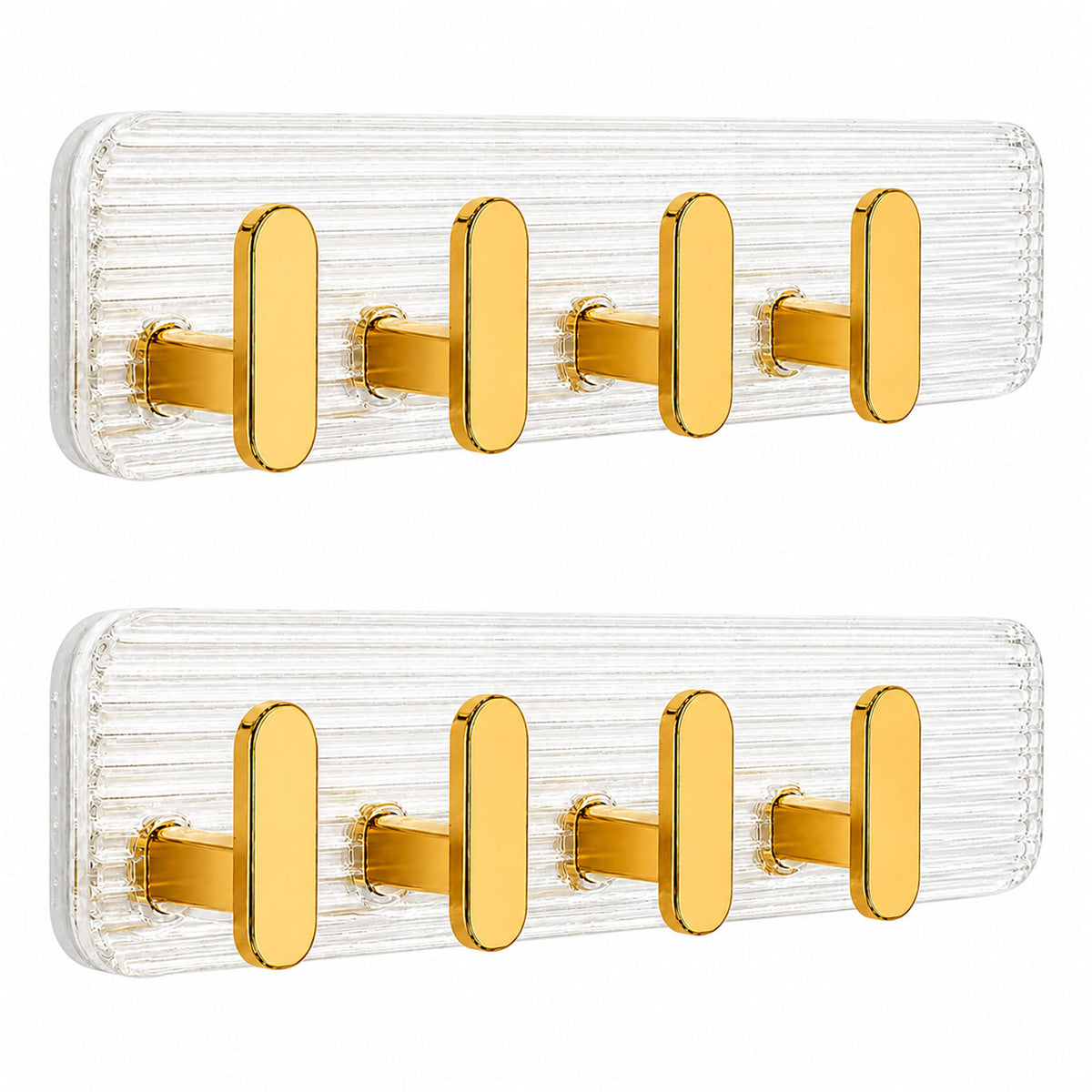 SIGNAMIO 8 Hook Shelf Adhesive Strip Wall Hanging Sticky Hook Gold