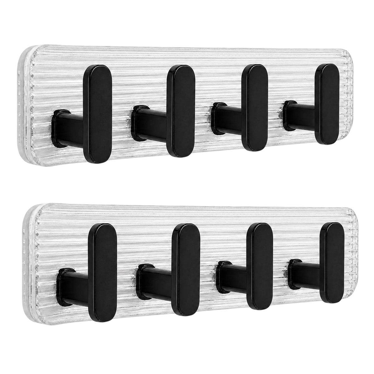 SIGNAMIO 8 Hook Shelf Adhesive Strip Wall Hanging Sticky Hook Black