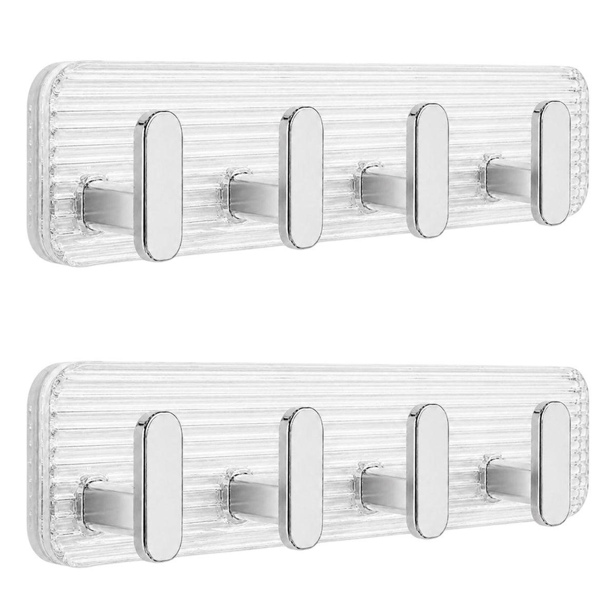 SIGNAMIO 8 Hook Shelf Adhesive Strip Wall Hanging Sticky Hook Silver