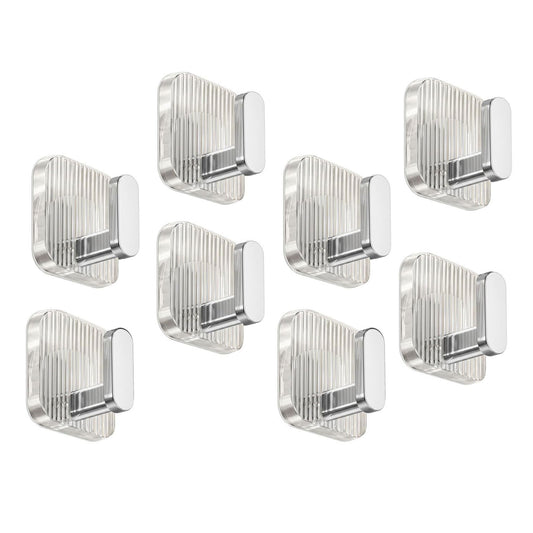 SIGNAMIO 8pcs Self Adhesive Wall Hooks for Hanging Heavy Duty, Damage Free Adhesive Wall Hook for Kitchen Bathroom Bedroom, Made in India Premium Storage Solution Silver