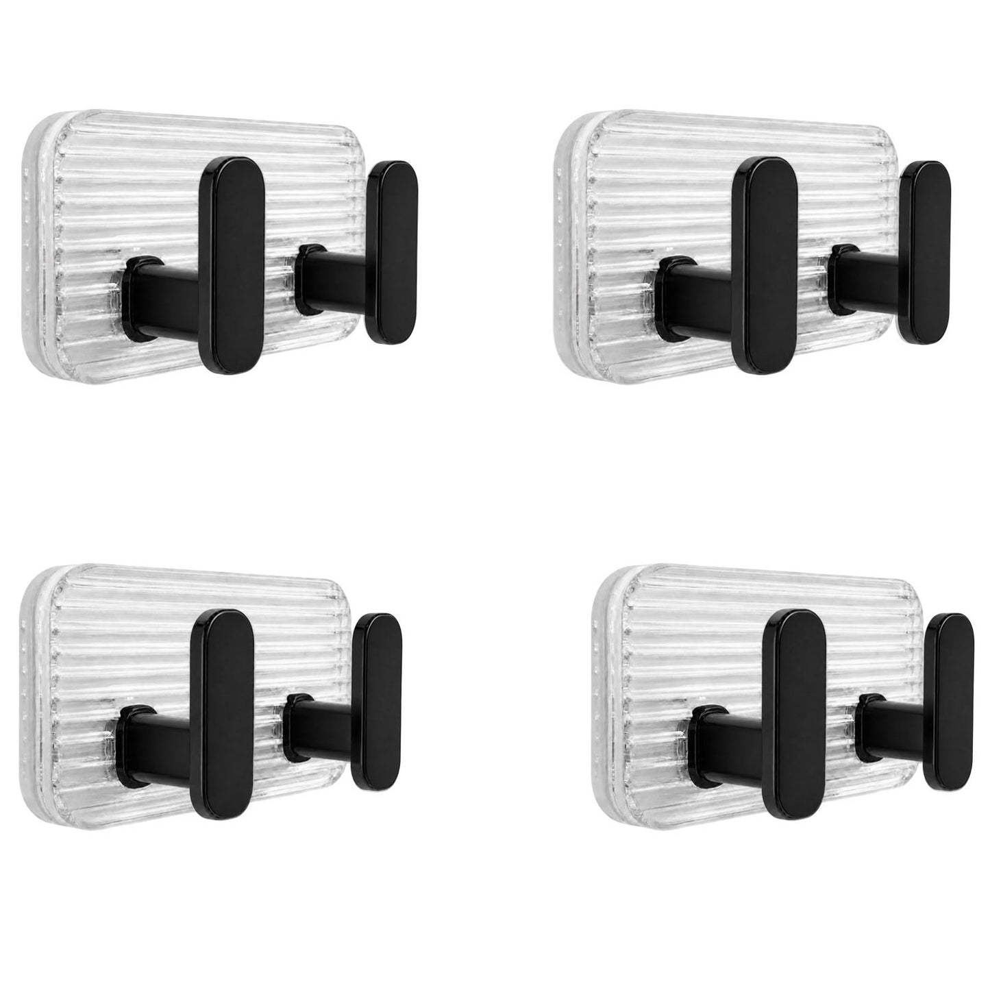 SIGNAMIO 8 Hook Self Adhesive Wall Hooks for Wall Heavy Items, Adhesive Wall Hook, Wall Hooks for Hanging Clothes, Kitchen & Bathroom Accessories, Stick On Hooks for Wall Without Drill -Black