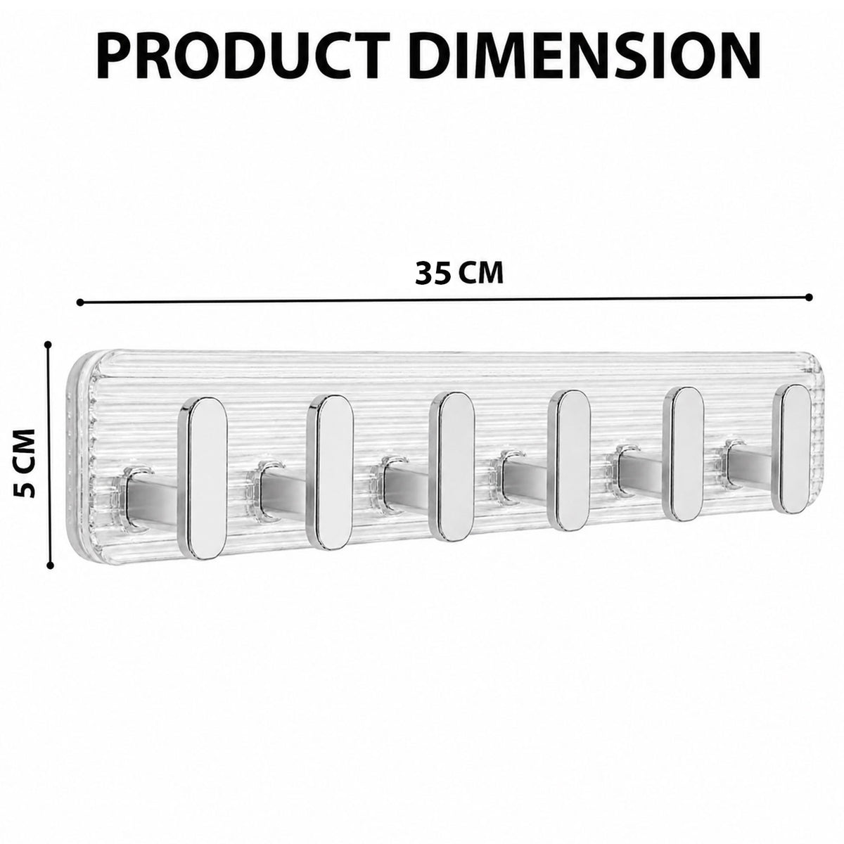 SIGNAMIO 6 Hook Shelf Adhesive Strip Wall Hanging Sticky Hook Silver