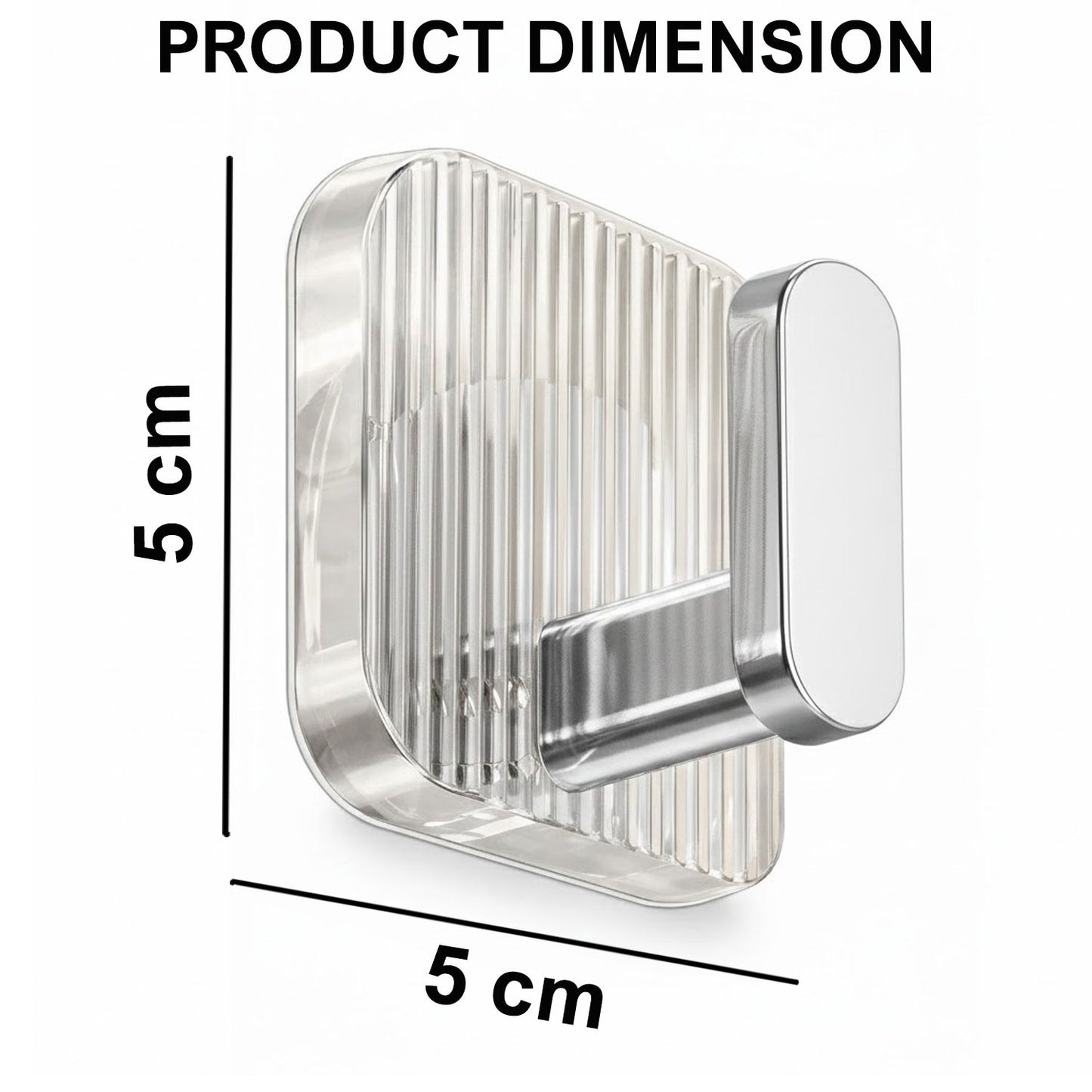 SIGNAMIO 8pcs Self Adhesive Wall Hooks for Hanging Heavy Duty, Damage Free Adhesive Wall Hook for Kitchen Bathroom Bedroom, Made in India Premium Storage Solution Silver
