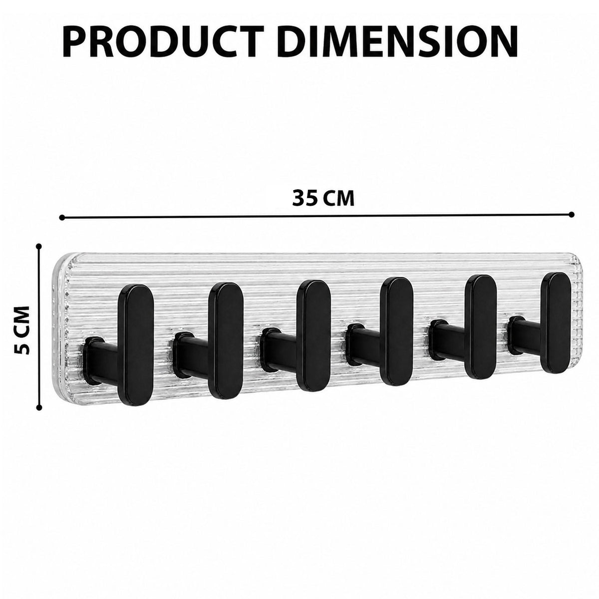 SIGNAMIO 6 Hook Shelf Adhesive Strip Wall Hanging Sticky Hook Black