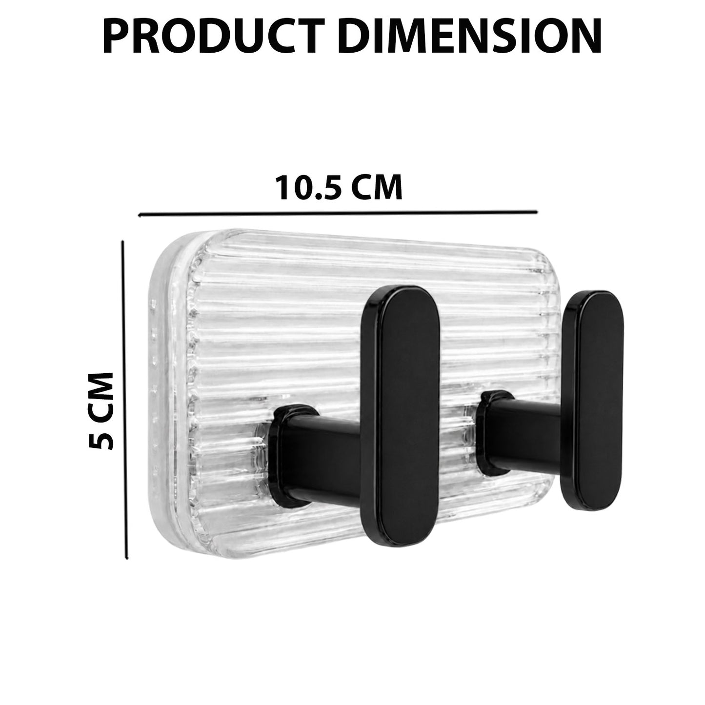 SIGNAMIO 8 Hook Self Adhesive Wall Hooks for Wall Heavy Items, Adhesive Wall Hook, Wall Hooks for Hanging Clothes, Kitchen & Bathroom Accessories, Stick On Hooks for Wall Without Drill -Black