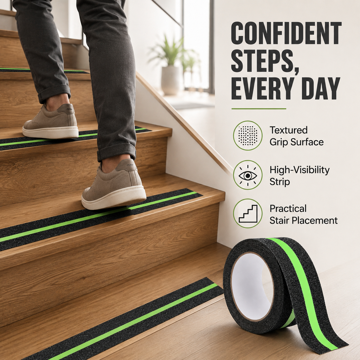 Anti Slip Tape for Stairs, Anti Skid Grip Tape for Floors, Ramps, 5 Meter