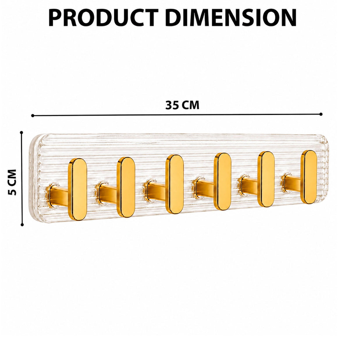 SIGNAMIO 6 Hook Shelf Adhesive Strip Wall Hanging Sticky Hook Gold