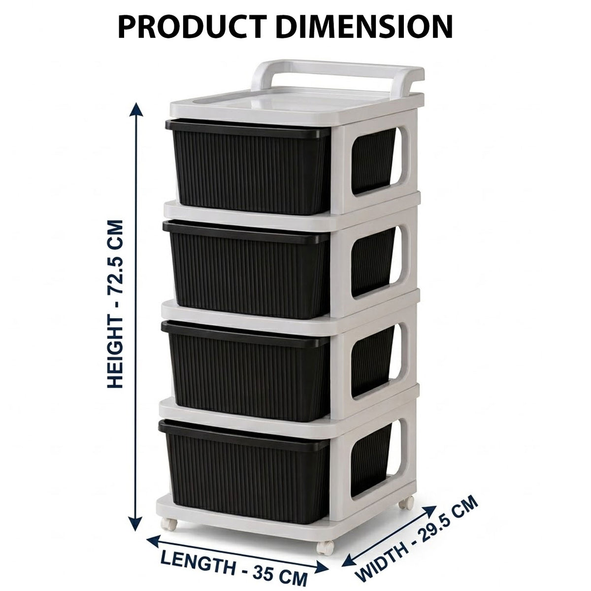 SIGNAMIO Multipurpose 4 Tier Storage Organizer with Wheels Grey