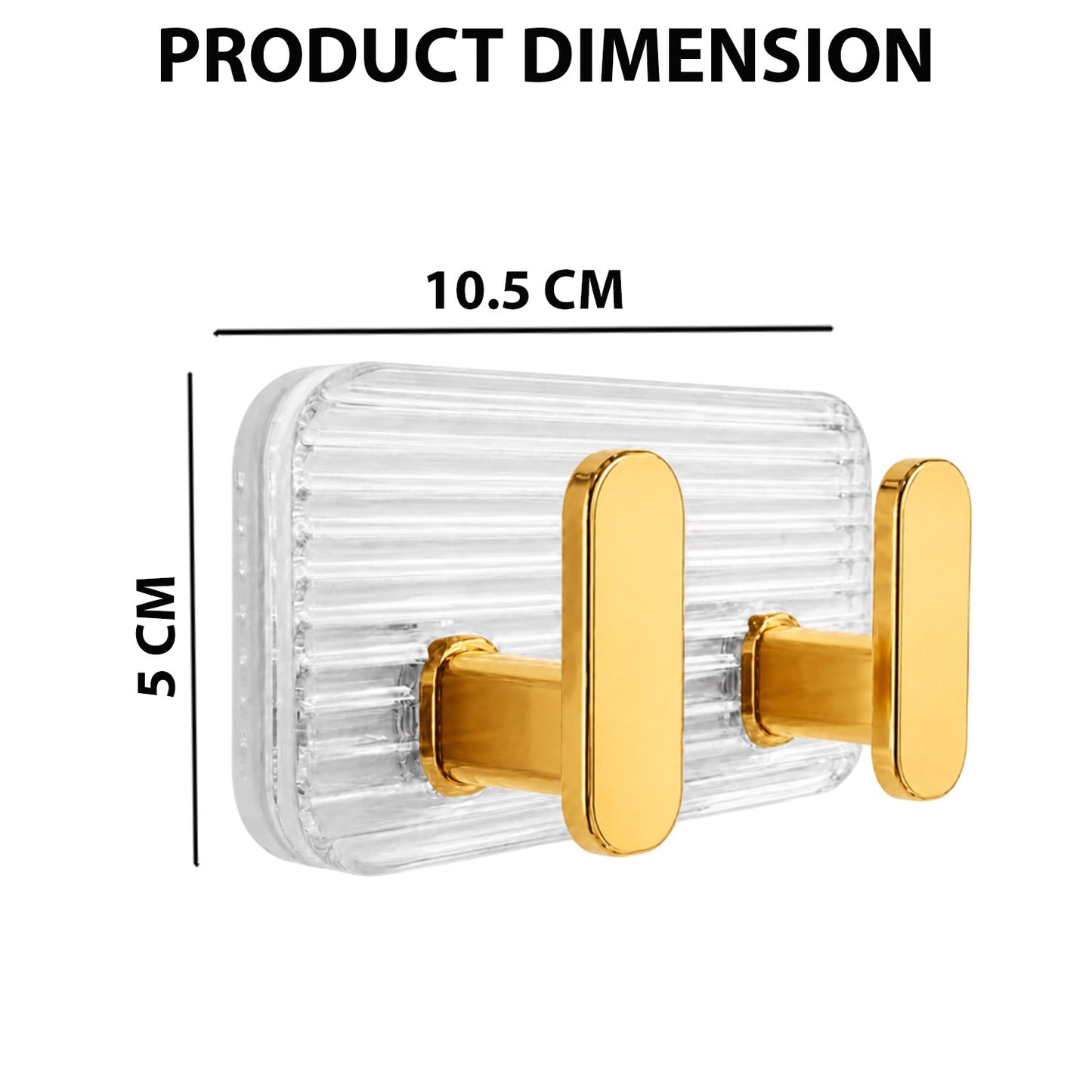 SIGNAMIO 8 Hook Self Adhesive Wall Hooks for Wall Heavy Items, Adhesive Wall Hook, Wall Hooks for Hanging Clothes, Kitchen & Bathroom Accessories, Stick On Hooks for Wall Without Drill -Gold