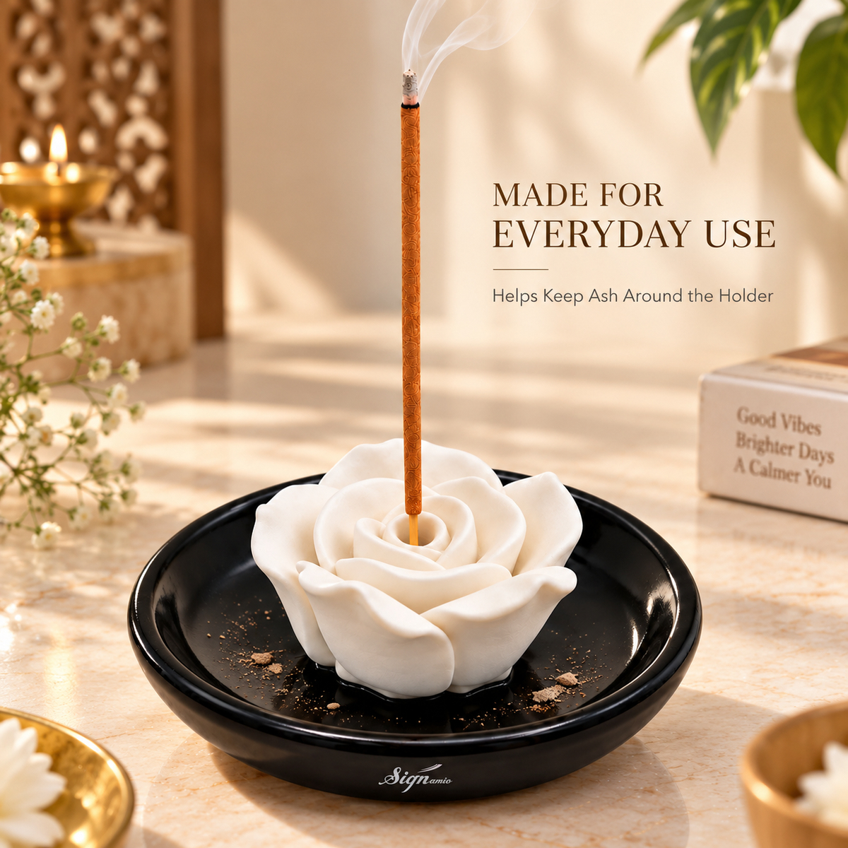 Signamio Incense Stick Agarbatti Stand Holder - Black