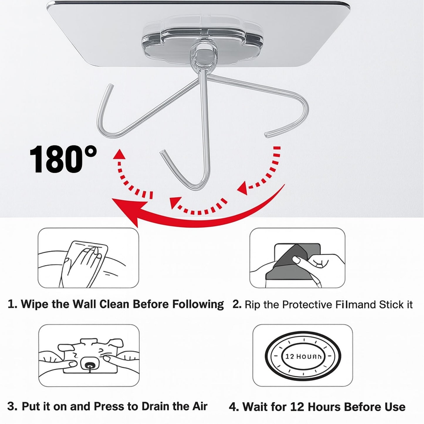 SIGNAMIO 10 Pcs Wall Hanger Adhesive Hooks for Wall Heavy Items - Durable Adhesive Wall Hook for Cloth, Kitchen, and Bathroom, Wall Hooks for Hanging