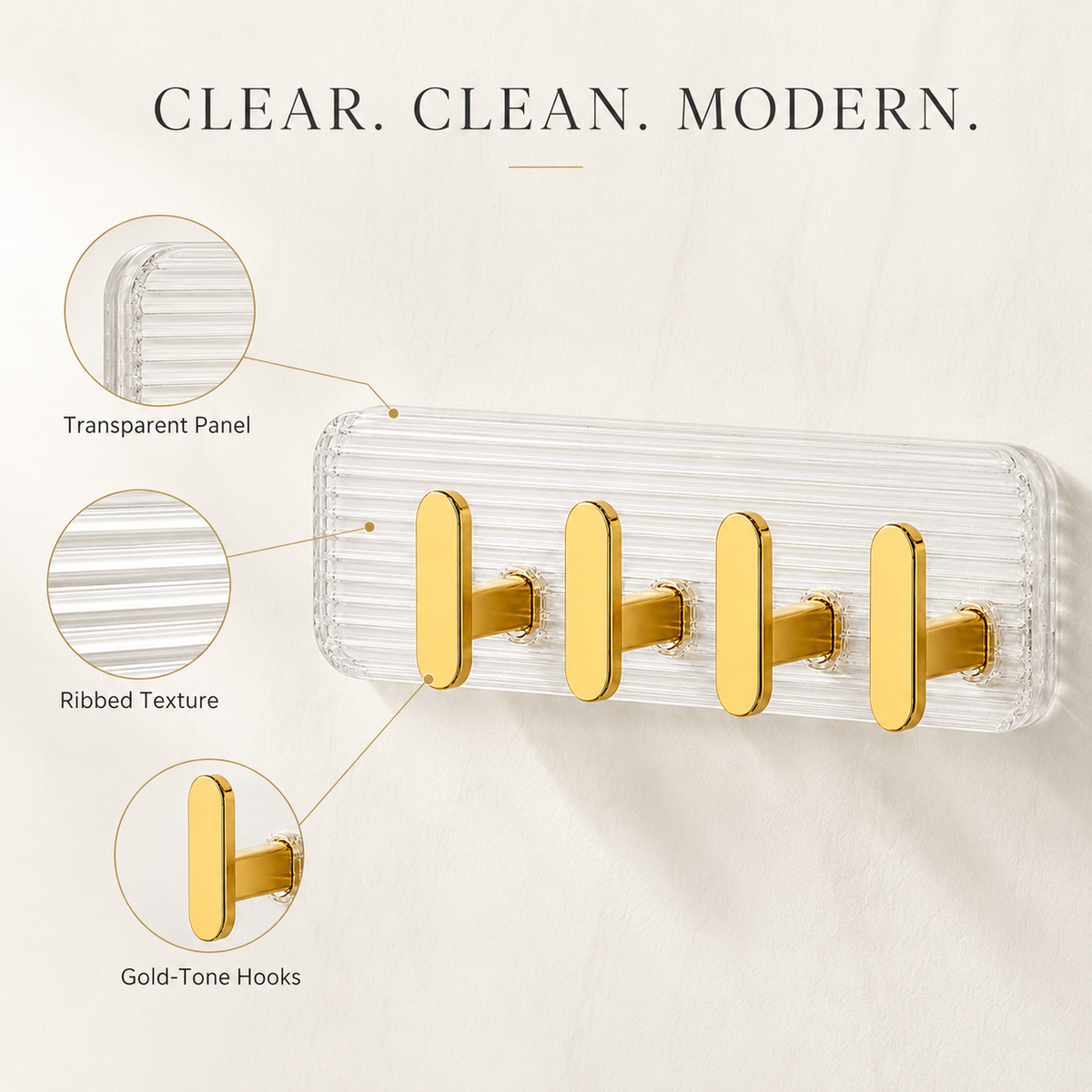 SIGNAMIO 8 Hook Shelf Adhesive Strip Wall Hanging Sticky Hook Gold