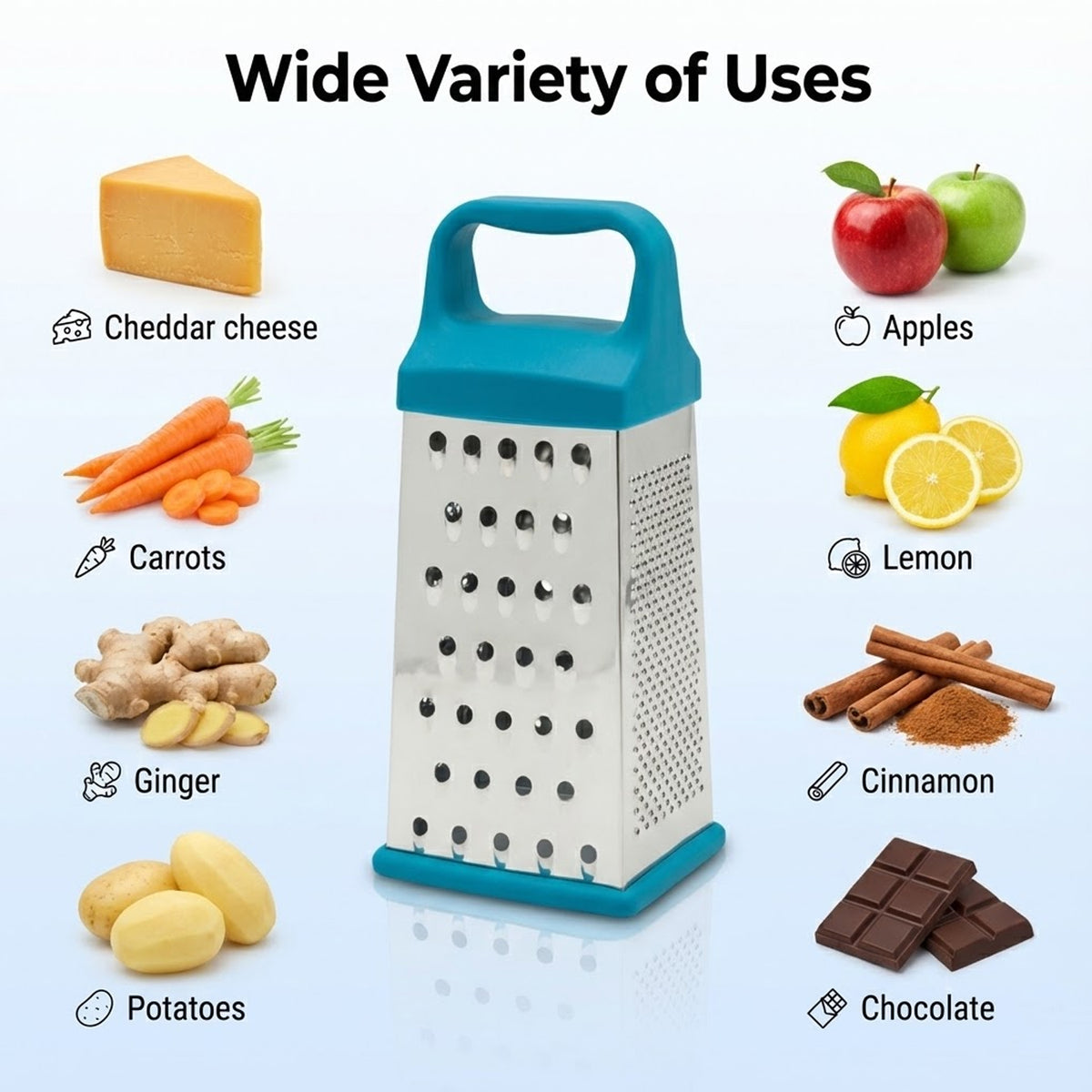 Signamio 5 in 1 Grater Stainless Steel Box, Vegetable Slicer for Kitchen - Multi-Function Carrot Grater Machine, Premium Design for Effortless and Efficient Food Preparation - Multicolor