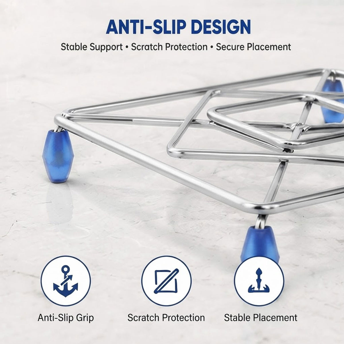 SIGNAMIO® Pack of 2 Stainless Steel Trivets Hot Pot Stand for Kitchen & Dining Table, Heat-Resistant Utensil Holder, Perfect Cooker Stand & Hot Vessel Holder