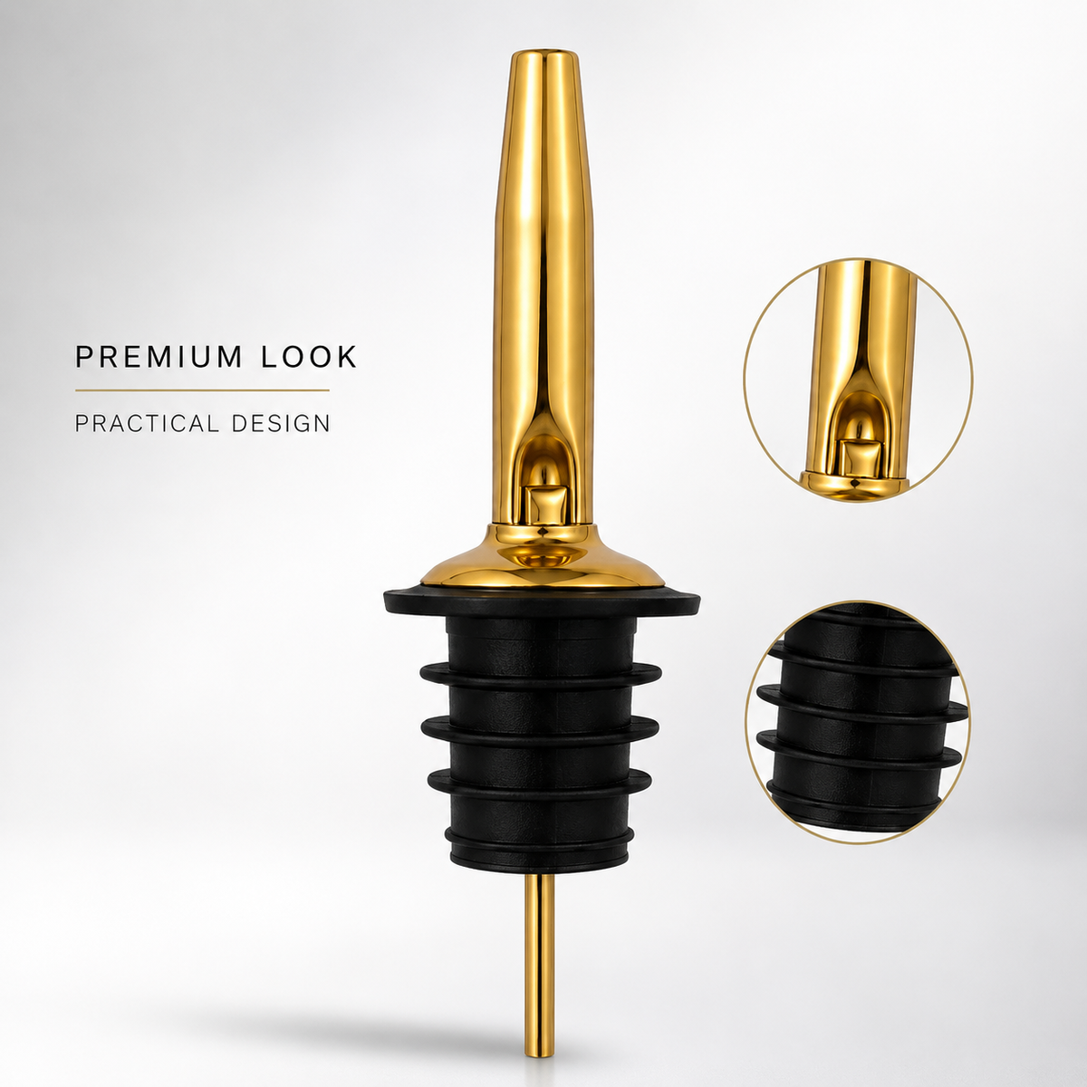 SIGNAMIO Wine Oil Pourer Dispenser Set with Cap Golden - 4 PCS