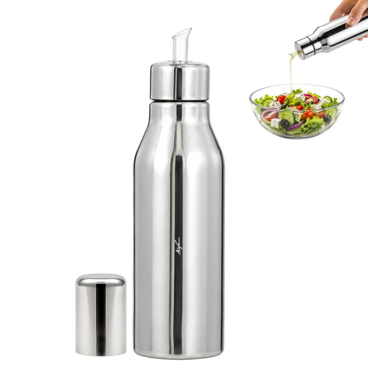 SIGNAMIO Oil Dispenser for Kitchen Stainless Steel 1 Litre | Stainless Steel Oil Bottle with Easy Pour Spout | Oil Dispenser for Kitchen Steel | Steel Oil Container for Cooking Oil & Vinegar