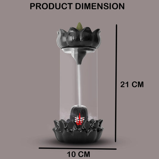 Signamio Aromatic Essence of Ceramic Shivling Backflow dhoop Smoke Fountain Incense Burner Holder with 30 Cones - Lord Shiva Incense Holder for Meditation and Home Décor, Black
