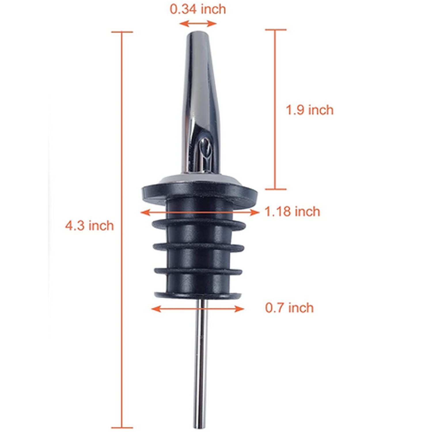 SIGNAMIO Oil Dispenser Nozzle Cap - Liquor Dispenser, Oil Pourer, Oil Bottle Cap for Kitchen Use, Fits Most Bottles, Easy Pour Spout, Leak-Proof Design, Stainless Steel, Set of 8