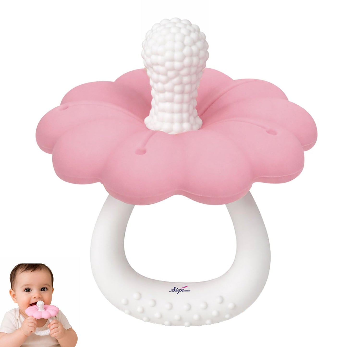 Signamio Silicone Teether for Baby, BPA Free - Food Grade, Non Toxic PVC Free, Easy Grip Handle, Soft Edges, Baby Teethers for 6 to 12 Months, Teethers for 3 to 6 Months, Soft - Yellow