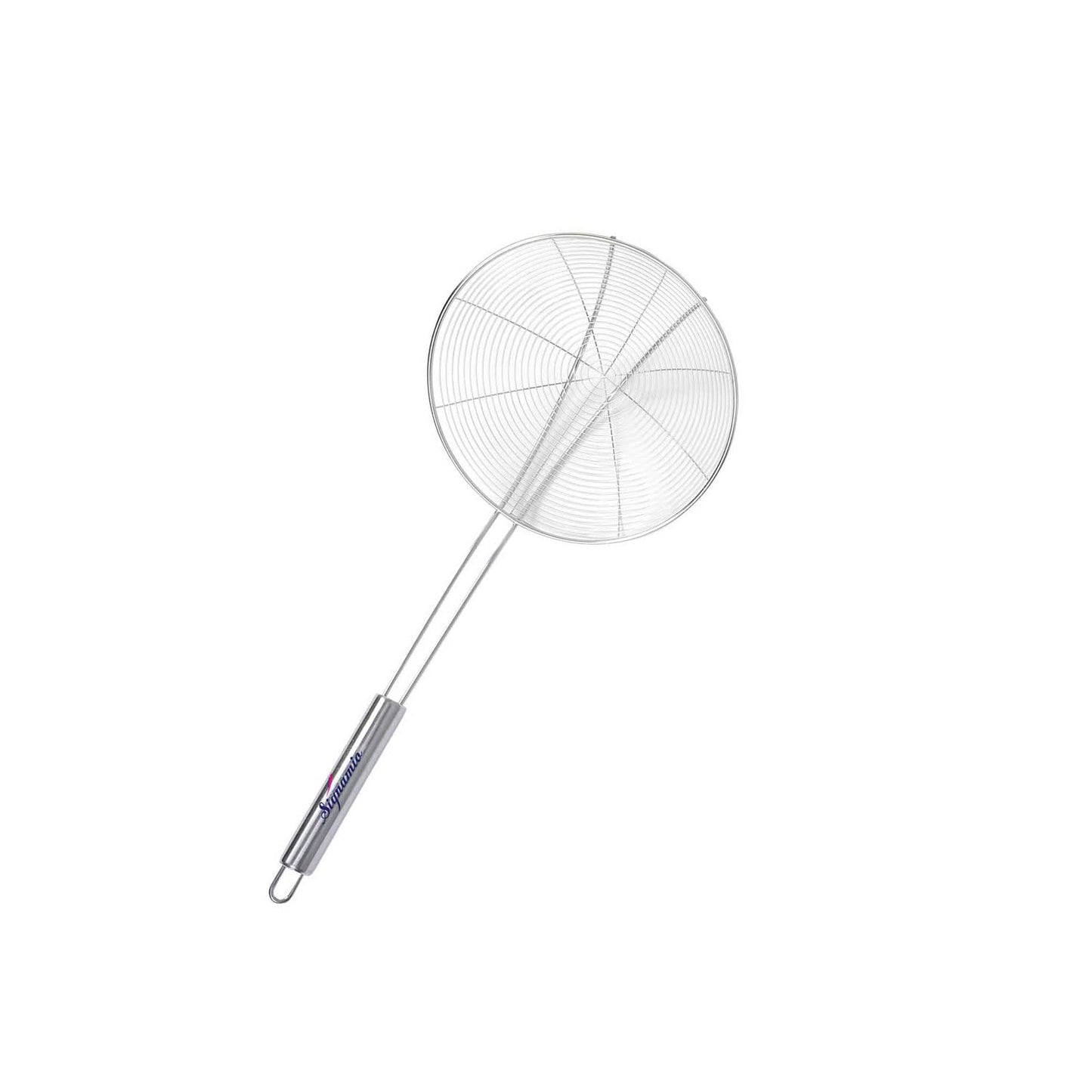 Signamio Diameter 16 cm Basket Shape Stainless Steel Deep Fry Net Spoon Oil Strainer for Kitchen - Frying Spoon for Puri & Poori Strainer Kitchen Utensil for Frying, Cooking & Straining Tool Steel