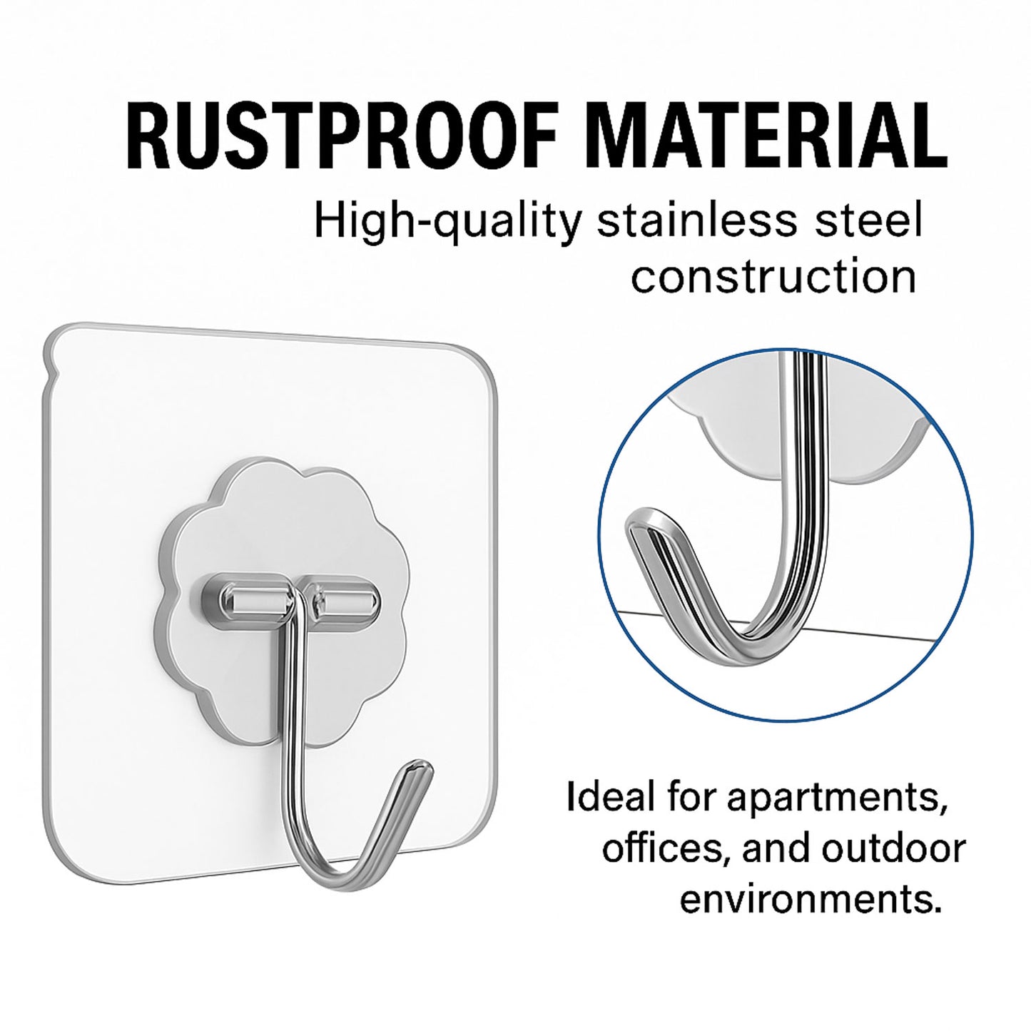 SIGNAMIO 10 Pcs Wall Hanger Adhesive Hooks for Wall Heavy Items - Durable Adhesive Wall Hook for Cloth, Kitchen, and Bathroom, Wall Hooks for Hanging