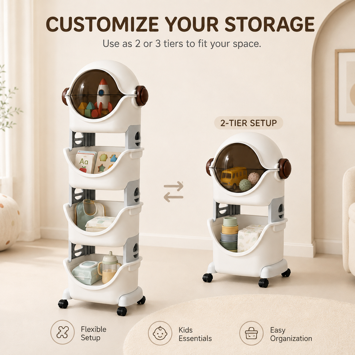Signamio Robot Shape Organizer for Kids Large Toy Storage Box - 4 Layer