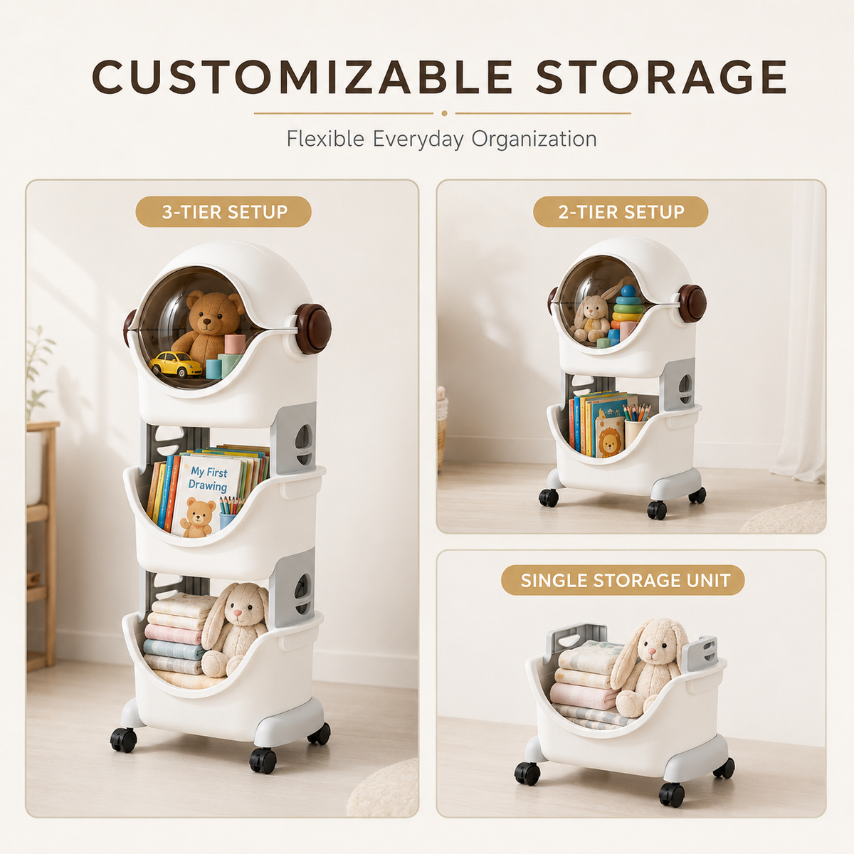 Signamio Robot Shape Organizer for Kids Large Toy Storage Box - 3 Layer