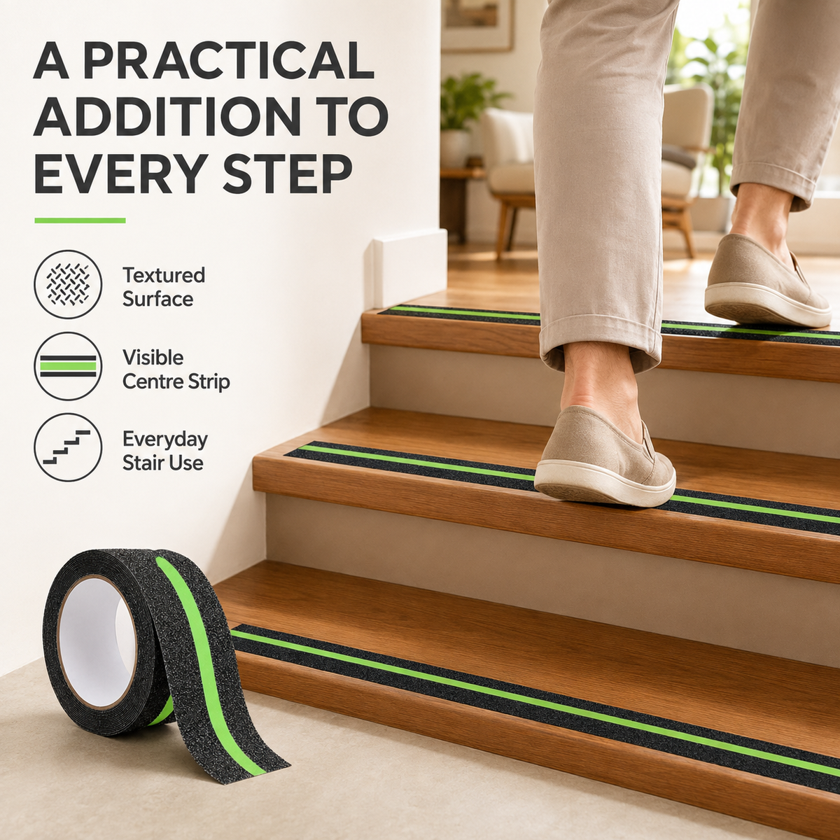 Anti Slip Tape for Stairs, Anti Skid Grip Tape for Floors, Ramps, 5 Meter