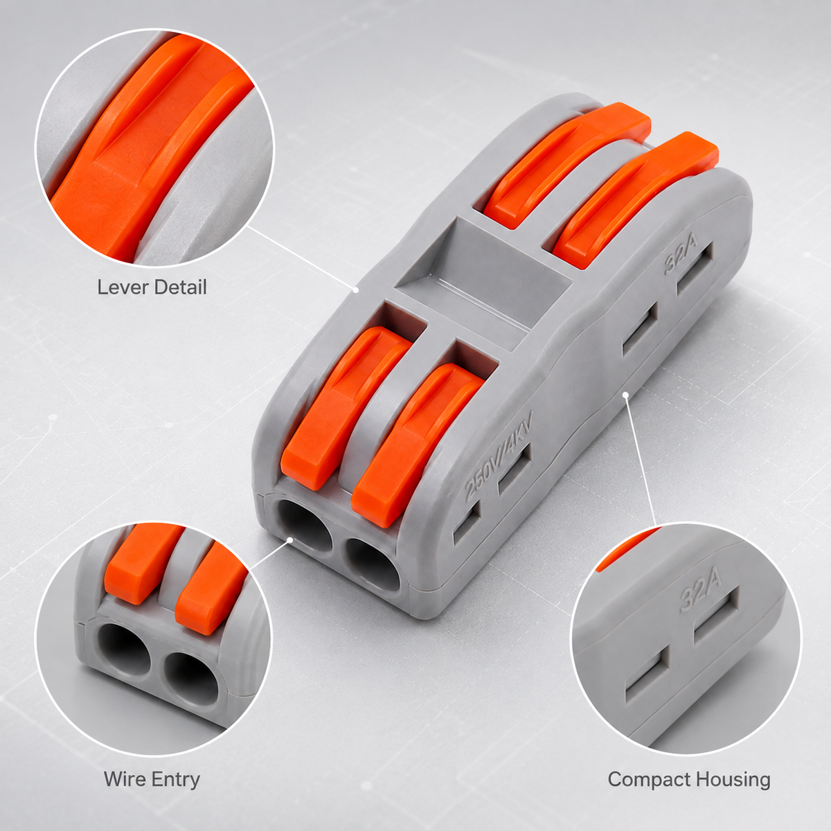 Wire Connector 2 In 2 Out, Electrical Wire Joiner, 10 Pcs