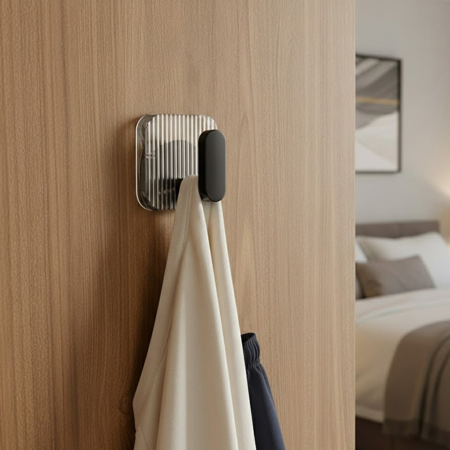 SIGNAMIO 8pcs Self Adhesive Wall Hooks for Hanging Heavy Duty, Damage Free Adhesive Wall Hook for Kitchen Bathroom Bedroom, Made in India Premium Storage Solution Black