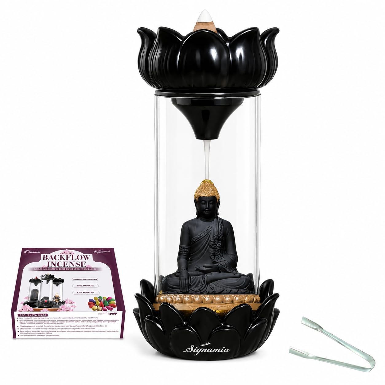 Signamio Adiyogi Shiva Backflow Smoke Fountain - Ceramic Shivling Fountain with 30 Cones, Lord Shiva Idols for Home Decor, Spiritual Mahadev Murti for Meditation and Relaxation.