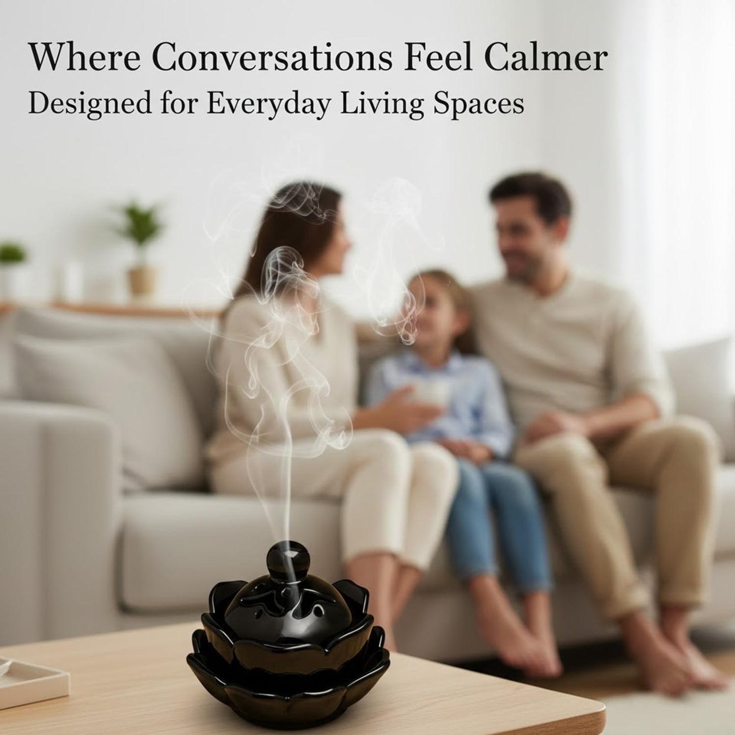 SIGNAMIO Sambrani Dhoop Stand - Ceramic Dhoop Holder for Pooja Room Decoration Items - Elegant and Durable Design - Black