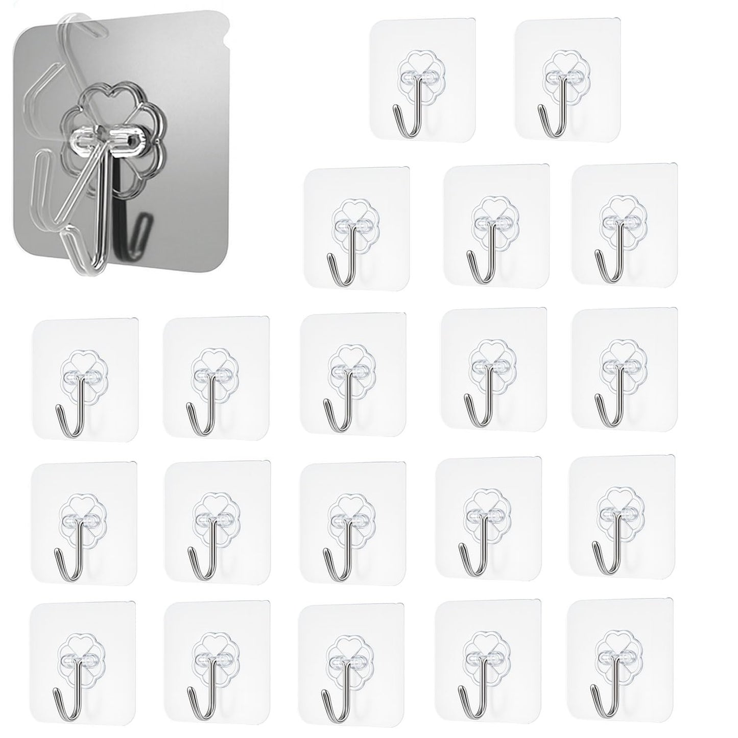 SIGNAMIO 6-in-1 Wall Hooks for Hanging - Heavy Duty Hooks for Wall Heavy Items - Self Adhesive Wall Hook Plate - Sturdy - Ideal for Home and Office