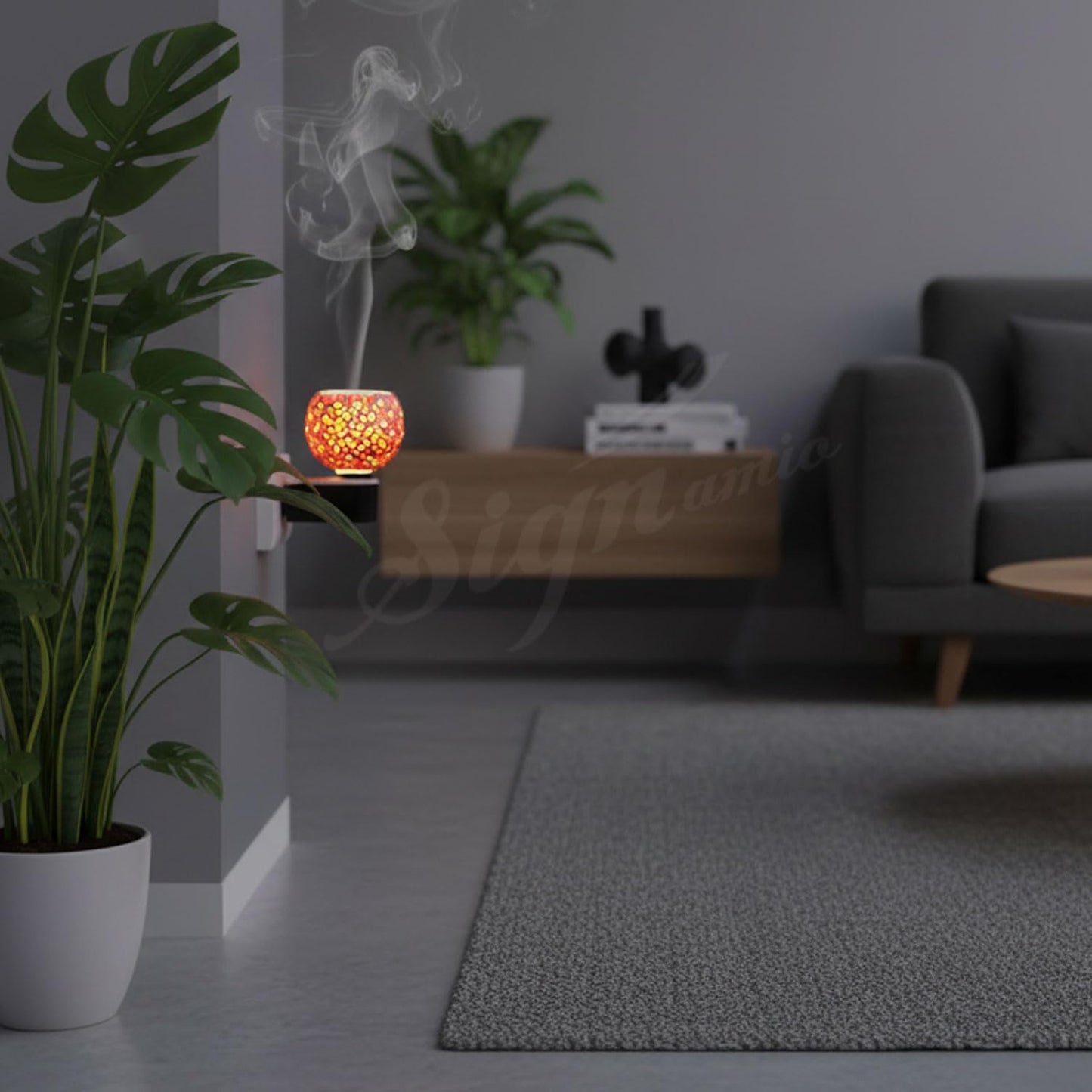 SIGNAMIO Multi Color 2 in 1 Kapoor Dani Electric Camphor Diffuser Burner & Aroma Diffuser Home Fragrance with Night Lamp, Perfect for Pooja Rooms & Daily Room Freshener Needs - DN-12
