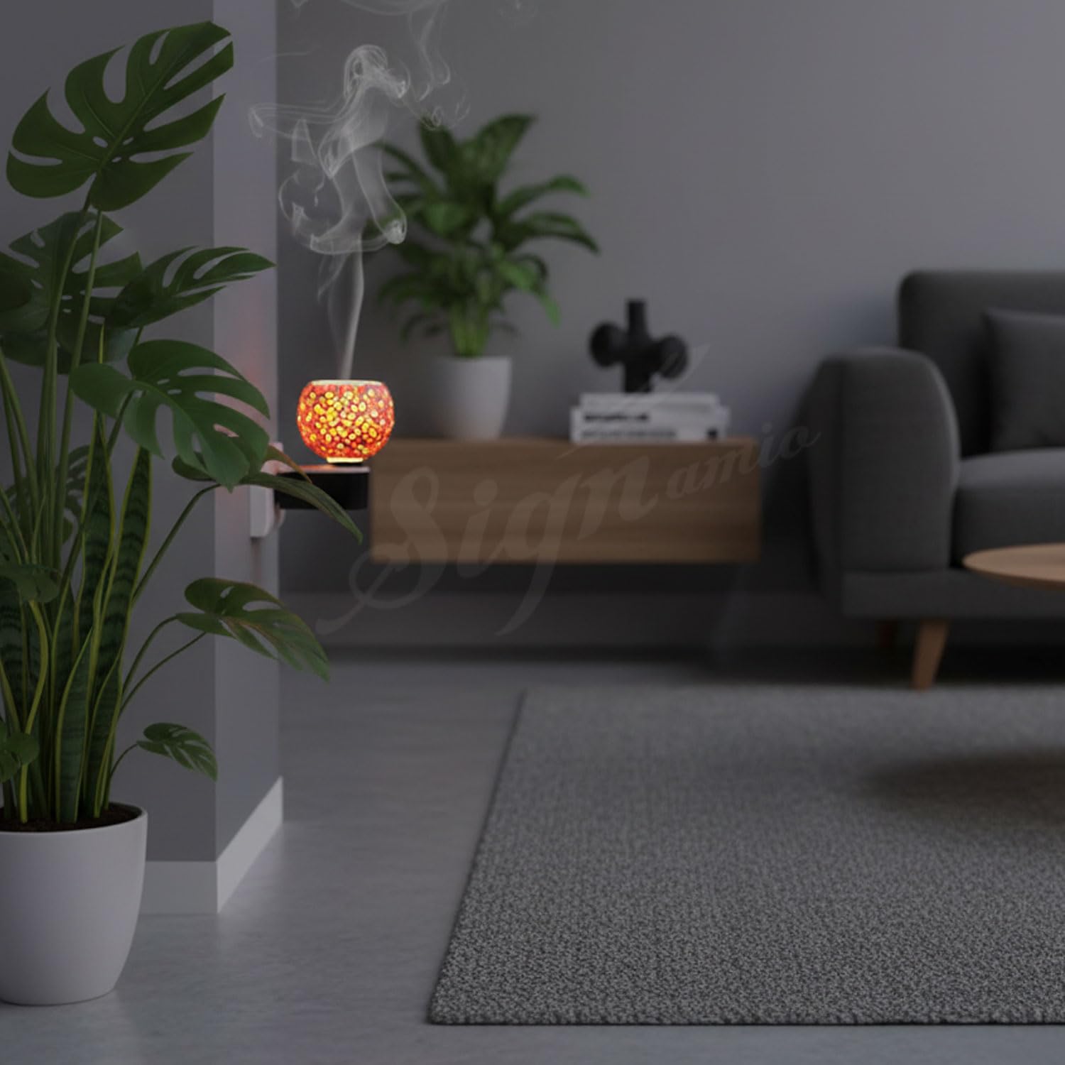 Signamio® Night lamp Kapoor dani with 100gm Camphor Tablets Electrical Machine/Incense-Aroma Burner,Kapoordani Diya/Dhoop Dani/Electric kapurdani/Camphor Diffuser Steel Ceramic for Home,office-DN-12