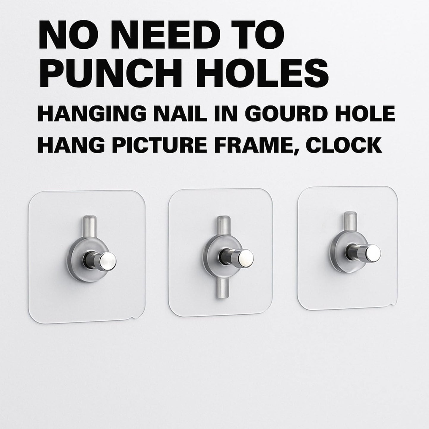 Signamio 10 Pcs Hooks for Wall Heavy Items - Self Adhesive Wall Hook for Photo Frames, Wall Clock, Keys - No-Drill Installation, Easy Nail-Free Mounting, No Damage
