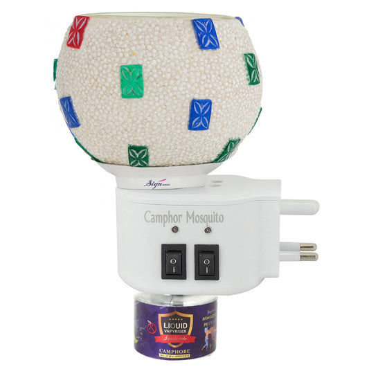 Signamio 3 in 1 Multi-Functional Camphor Diffuser Burner - Kapoor Dani Electrical Camphor with Night Lamp & Mosquito Repellent | Kapoor Dani for Home Fragrance and Ambient Lighting DN-28