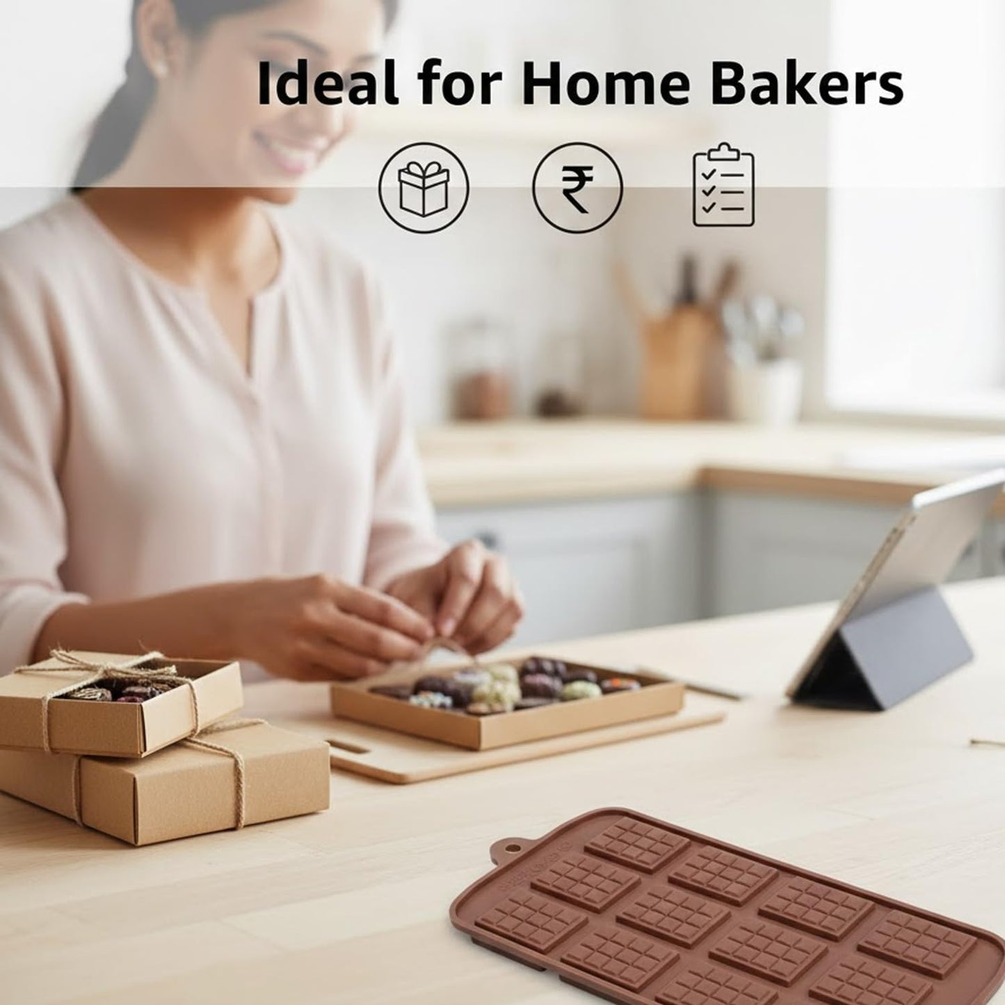 Signamio Chocolate Mould Set - Heart Shape & Square Shape, 2 Pcs - Premium Chocolate Mould Silicone - Durable Chocolate Silicone Mould for Baking & Crafting