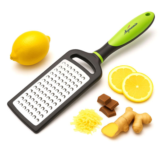 SIGNAMIO® Hand Kadukas Cheese Grater and Vegetable Shredder for Kitchen Stainless Steel Ginger Crusher, Carrot Grater, Garlic Slicer with Protective Cover (Green)