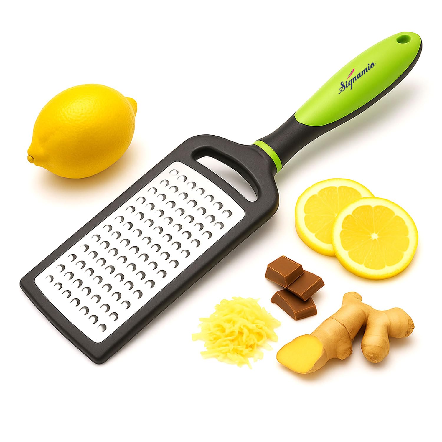 SIGNAMIO® Hand Kadukas Cheese Grater and Vegetable Shredder for Kitchen Stainless Steel Ginger Crusher, Carrot Grater, Garlic Slicer with Protective Cover (Yellow)