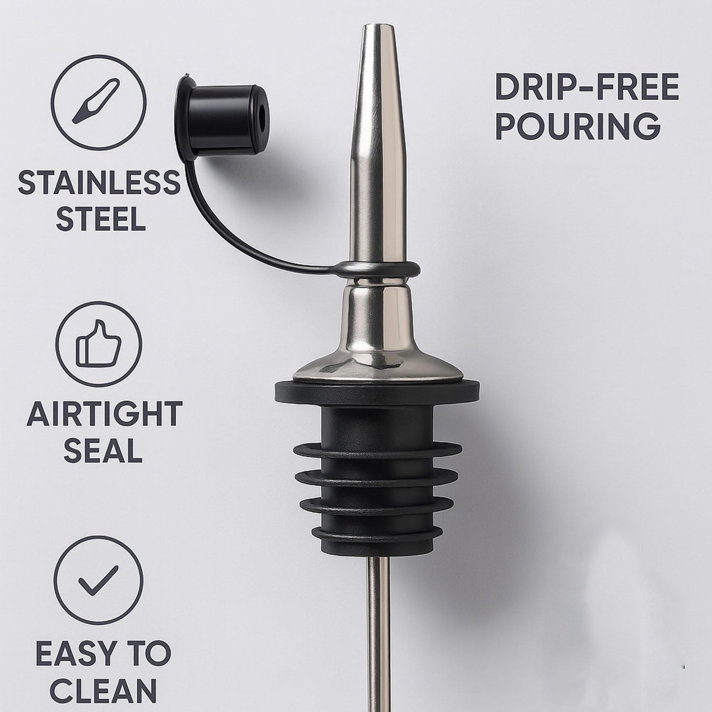 Signamio 5 Pcs Liquor Dispenser Oil Pourer and Oil Bottle Cap - Premium Oil Dispenser Nozzle Cap for Precise Pouring and Leak-Proof Seal, Ideal for Kitchen Use