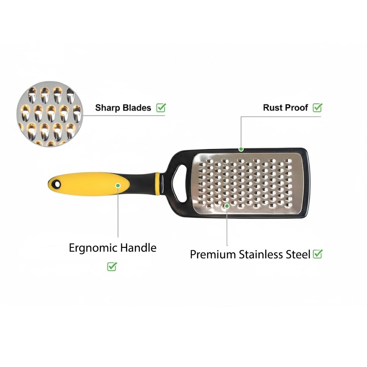 SIGNAMIO® Hand Kadukas Cheese Grater and Vegetable Shredder for Kitchen Stainless Steel Ginger Crusher, Carrot Grater, Garlic Slicer with Protective Cover (Yellow)