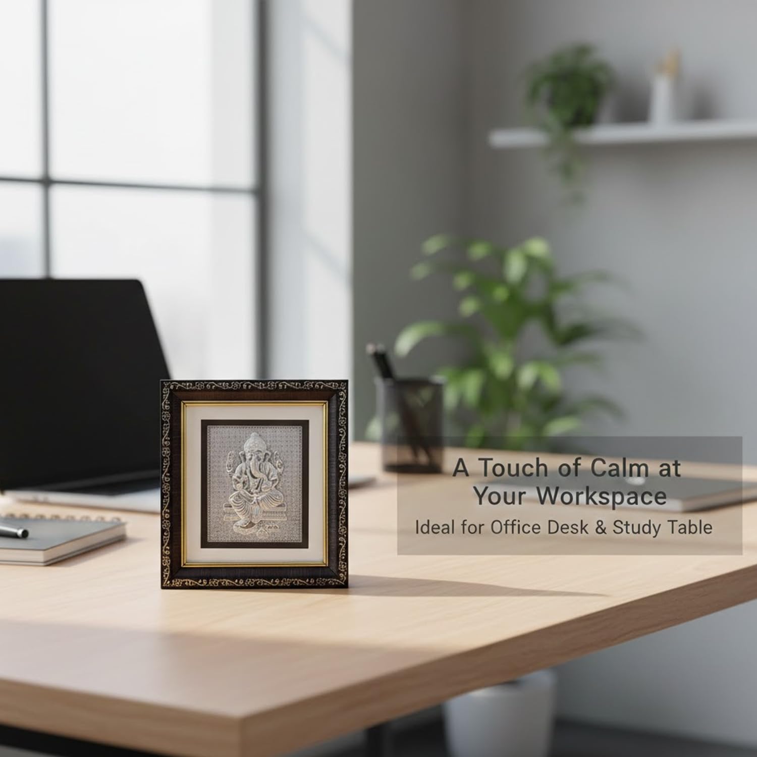 SIGNAMIO 999 Pure Silver Ganesha Photo Frame - Elegant Gift for Pooja Room, Ideal Pure Silver Gift Items
