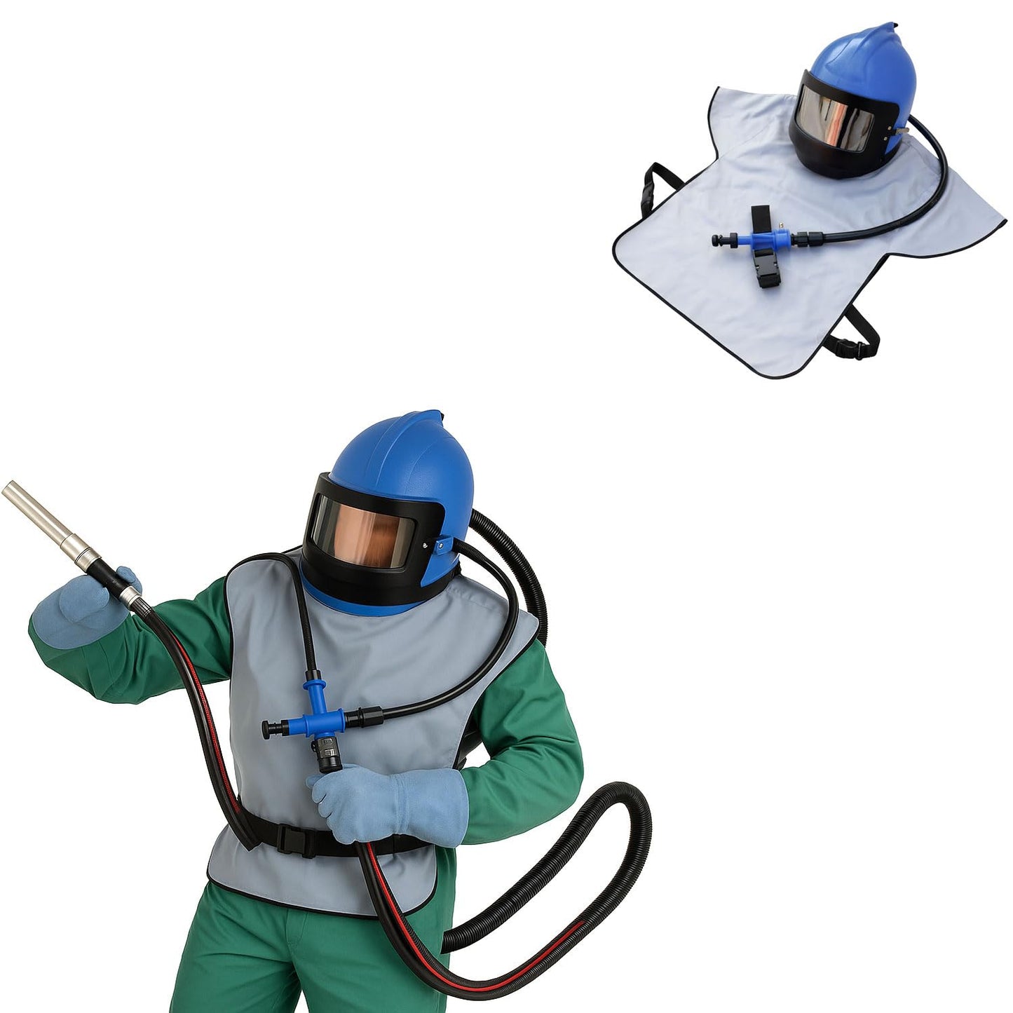 SIGNAMIO® JM Blasting Helmet Blast Cleaning Sand Blasting, Abrasive Blast- 1 Pcs- Blue - DN-1