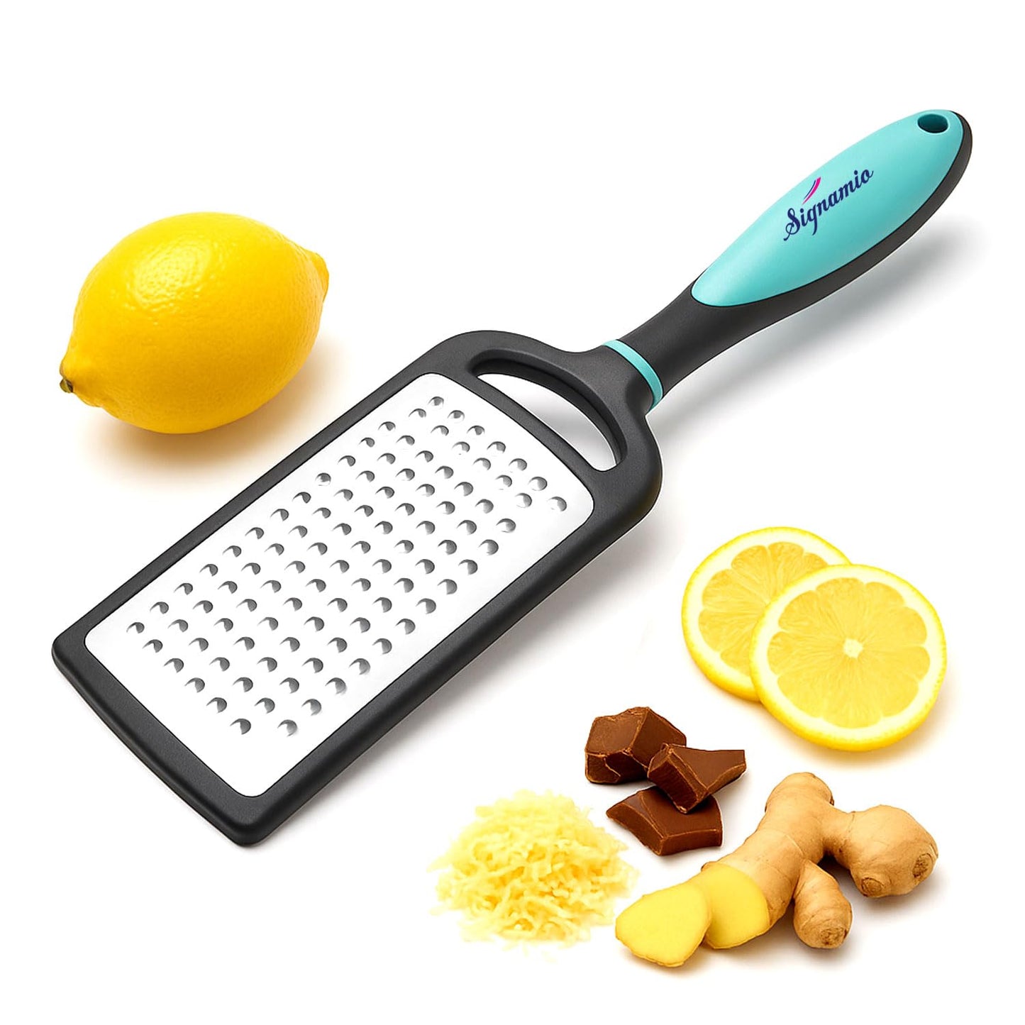 SIGNAMIO® Hand Kadukas Cheese Grater and Vegetable Shredder for Kitchen Stainless Steel Ginger Crusher, Carrot Grater, Garlic Slicer with Protective Cover (Yellow)