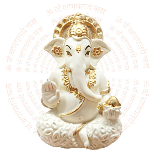 SIGNAMIO Handcrafted Ivory Ganesha Idol for Car Dashboard Item: Ganesh Ji, Ganpati Bappa Murti for Home Decor - Exquisite Car God Idols for a Divine Touch in Your Vehicle and Home